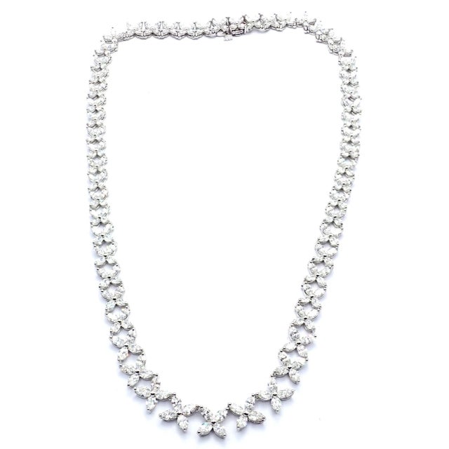 Tiffany & Co. Victoria Platinum Graduated Marque Shape Diamond Necklace For Sale - Image 10 of 16