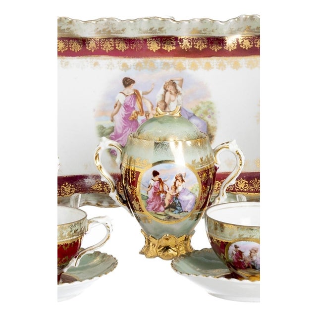 Ceramic Tête-À-Tête Tea Service in Porcelain Royal Vienna, 1800s, Set of 8 For Sale - Image 7 of 8