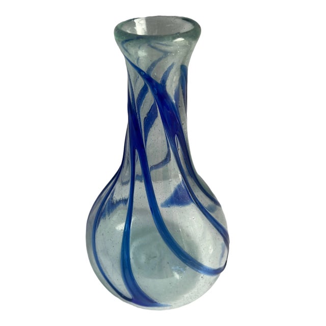 Transparent Mid 20th Century Hand-Blown Art Glass Sculptural Vase For Sale - Image 8 of 10