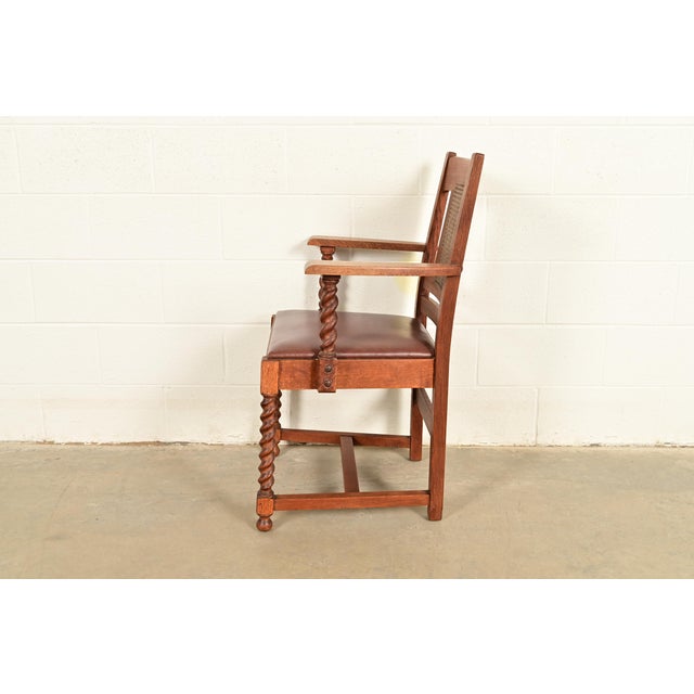 Stickley Brothers Antique Mission Oak and Cane Arts & Crafts Armchair For Sale - Image 11 of 15