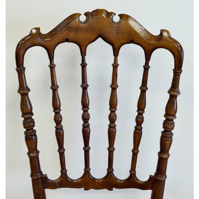 Wood Vintage Chiavari Style Carved Wood Chair With Caned Seat For Sale - Image 7 of 12
