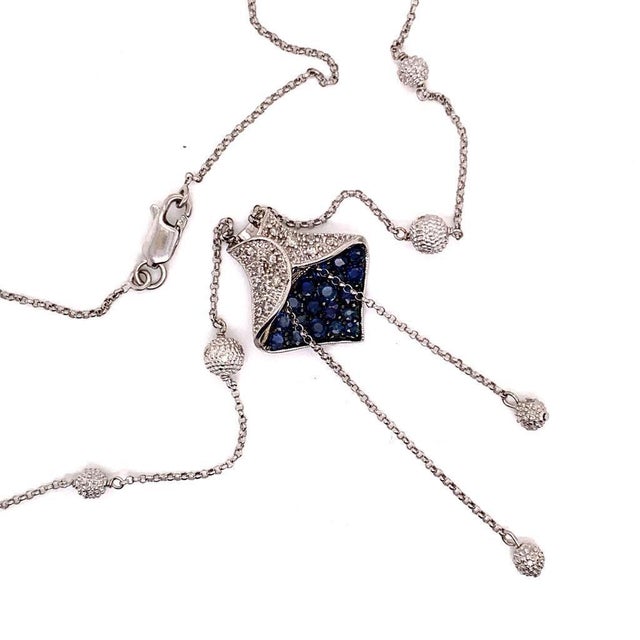 Metal Diamond Sapphire Necklace 1.30 TCW Women Certified For Sale - Image 7 of 9