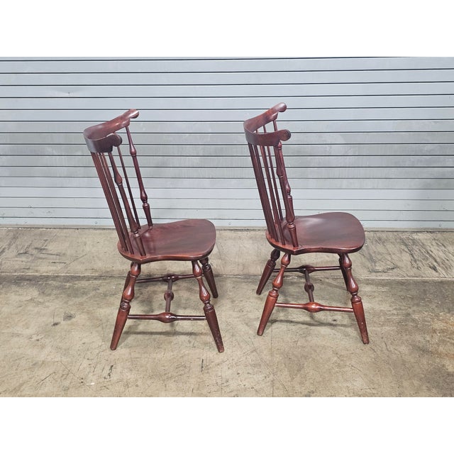 American Late 20th Century Set of 6 Nichols & Stone (Stickley) Cherry Fan Back Windsor Chairs For Sale - Image 3 of 12