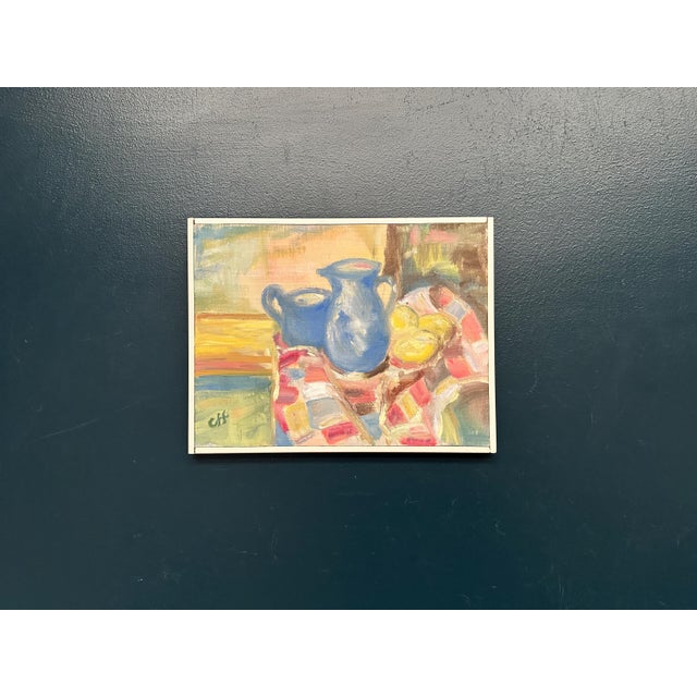 Off, Blue Jugs and Lemon, 1950s, Oil on Panel, Framed For Sale - Image 12 of 13