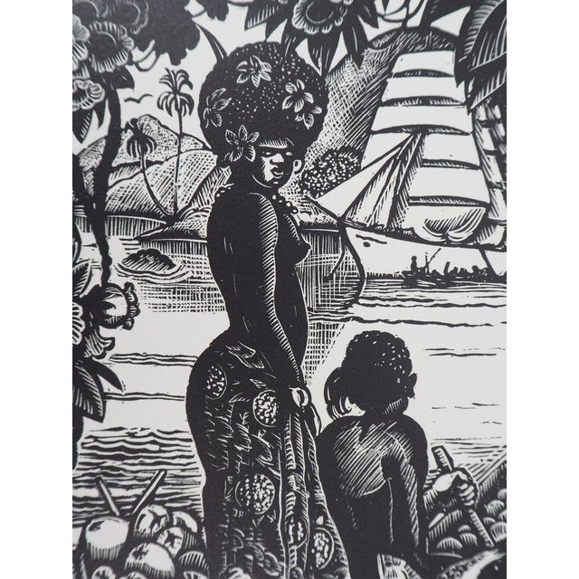Pierre Falke, Memories of Oceania, 1925, Original Wood Engraving For Sale - Image 5 of 8