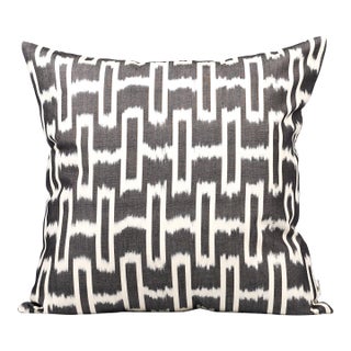 Black Geometric Ikat Pillow Cover For Sale