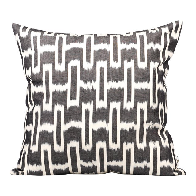 Black Geometric Ikat Pillow Cover For Sale