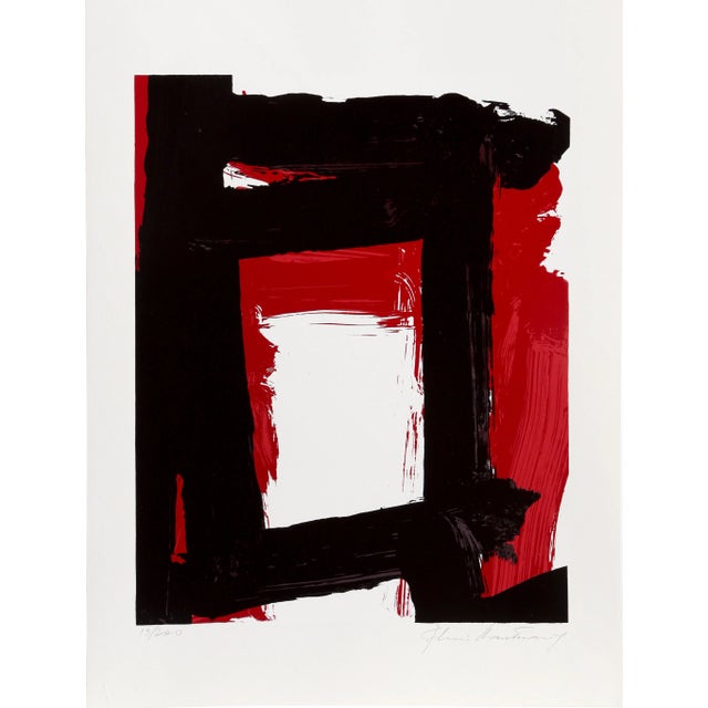 Edvins Strautmanis - Untitled Black and Red Abstract Screenprint For Sale