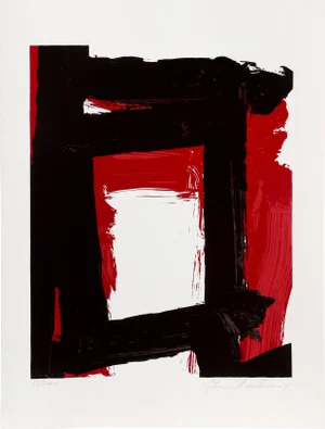Edvins Strautmanis - Untitled Black and Red Abstract Screenprint