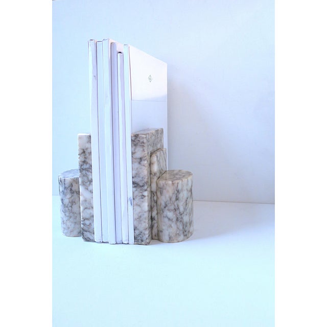 Mid 20th Century Italian Art Deco Modern Alabaster Marble Bookends, Pair For Sale - Image 5 of 11