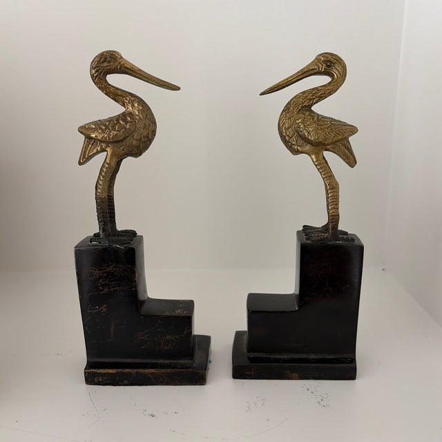 1930’s Brass Pelican Bookends - Set of 2 For Sale - Image 6 of 10
