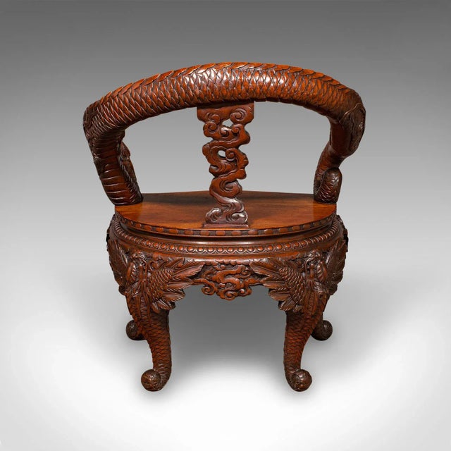 Vintage Decorative Elbow Chair, Oriental, Hall, Fireside, Dragon Seat, Art Deco For Sale - Image 4 of 12