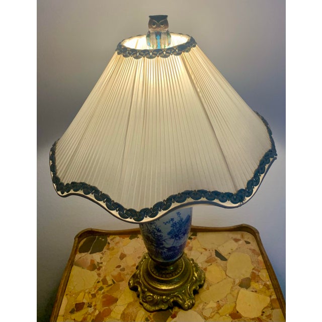 Vintage Brass Cloisonné Owl Lamp Finial For Sale In Los Angeles - Image 6 of 6
