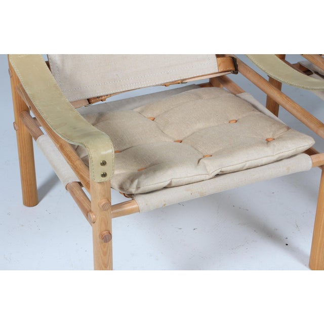 Animal Skin Scirocco Lounge Chairs with Table with Ash Frame and Leather Cushions from Arne Norell, 1970s, Set of 2 For Sale - Image 7 of 10