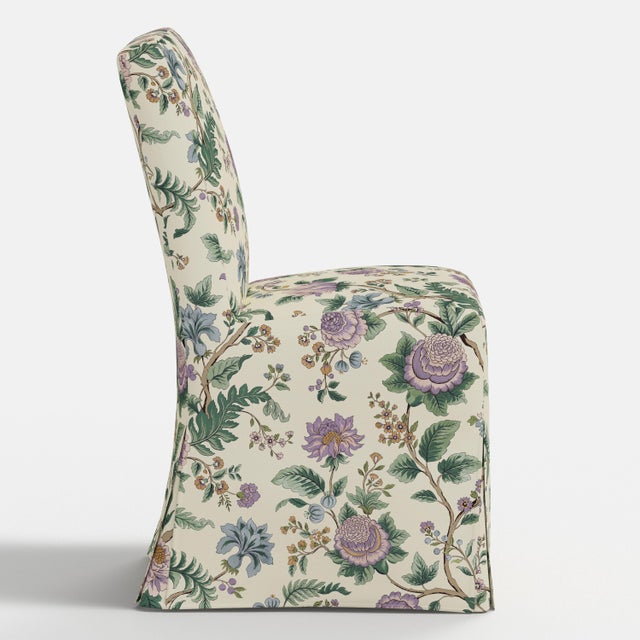 Spritely Home Andrea Slipcover Dining Chair in Lilac Tree of Life Floral For Sale - Image 4 of 7