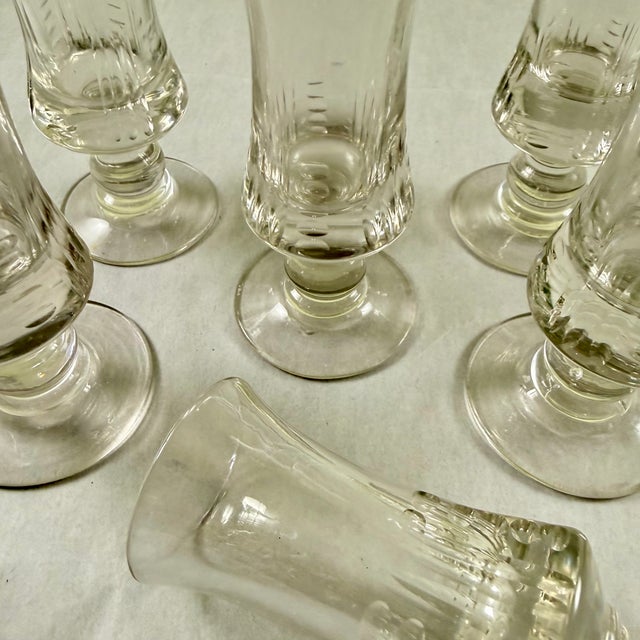 Late 19th C French Hand Blown Absinthe Glasses, Set/6 For Sale - Image 4 of 12
