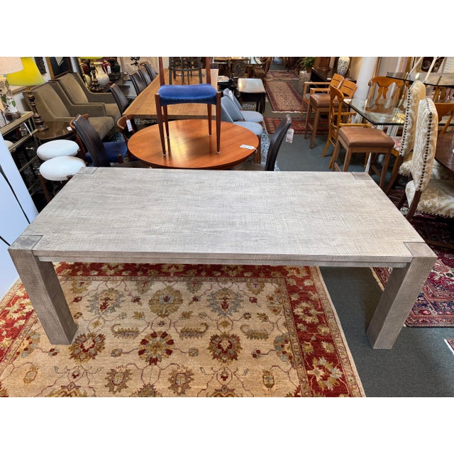 Contemporary Restoration Hardware Reclaimed Oak Wood Dining Table For Sale - Image 3 of 12