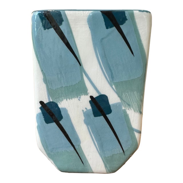 Vintage 1983 Signed Ceramic Postmodern Pop Art Vase For Sale