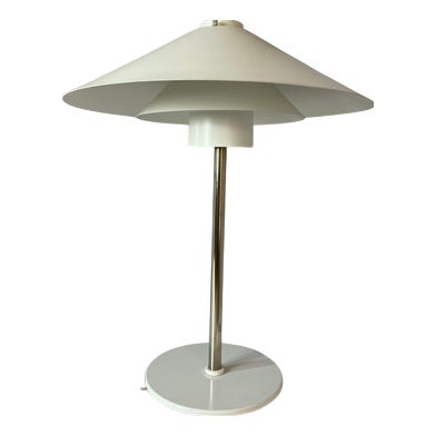 White and Orange Trapez Table Lamp by Christian Hvidt for Nordisk Solar For Sale