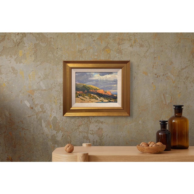 1990s Red Cliffs by Tim Deibler | Oil Painting of red cliffs under a cloudy sky For Sale - Image 5 of 5