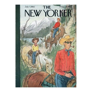 1962 Original New Yorker Magazine Cover, July 7, Perry Barlow Cover Art, Horseback Riding For Sale