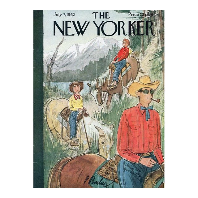 1962 Original New Yorker Magazine Cover, July 7, Perry Barlow Cover Art, Horseback Riding For Sale