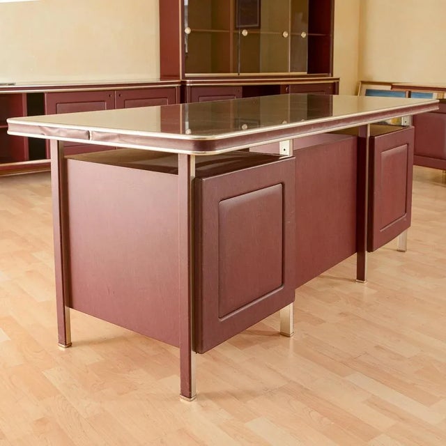 Burgundy Desk from Umberto Mascagni, 1950s For Sale - Image 3 of 9