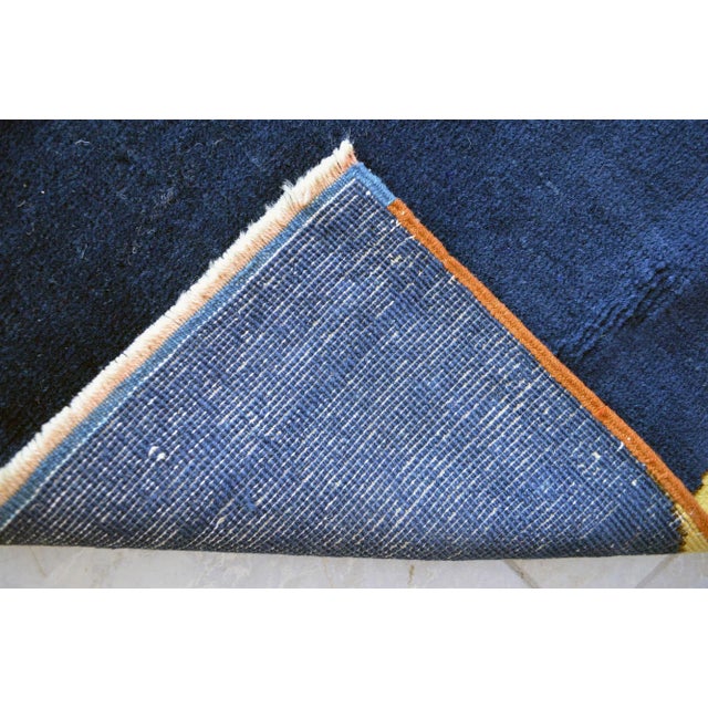 1980s Vintage Rug Comtemporary Hand Knotted Blue Area Rug - 4' 9" × 6' 7" For Sale - Image 9 of 10