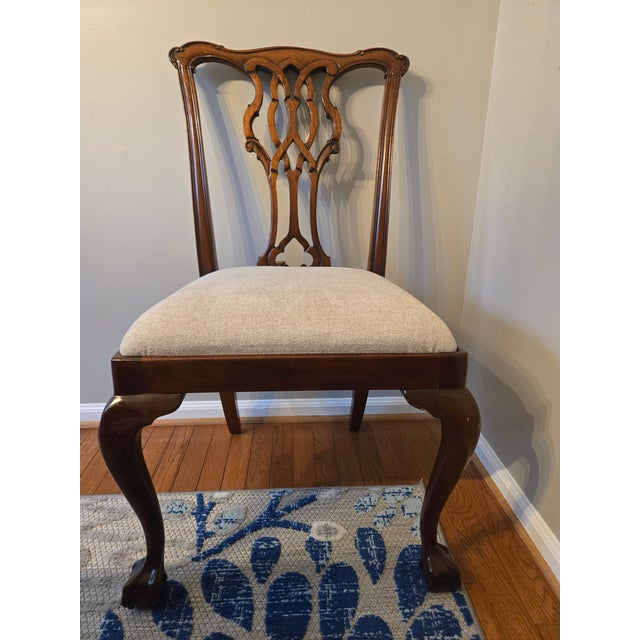 Wood Set of 8 Kindel Chippendale Solid Mahogany Dining Chairs (Fully Restored) For Sale - Image 7 of 9