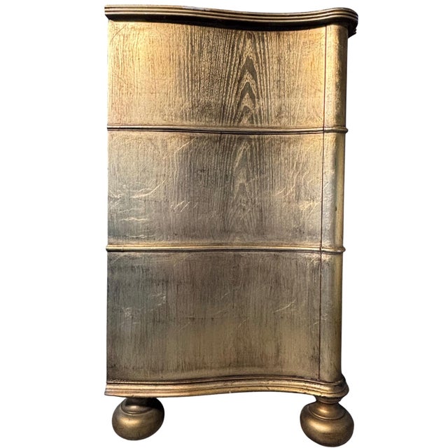 Ethan Allen Serpentine Chest in Original Metallic Silver-Gold Finish For Sale - Image 11 of 13