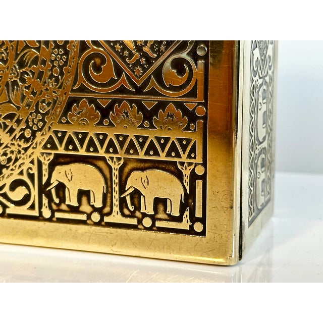 Brass Jewelry Box with Cedar Wood and Asian Motifs, Germany, 1950s For Sale - Image 13 of 18