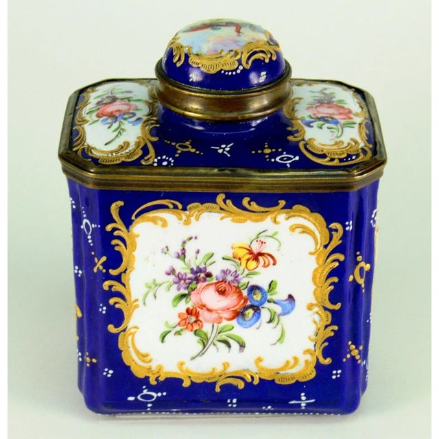 English 1700-1760 English Battersea Ship Scene Bilston Enamel Tea Caddy For Sale - Image 3 of 13