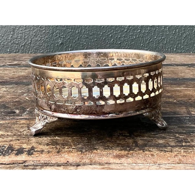 Silver Vintage Silver Plate Wine Coaster For Sale - Image 8 of 12