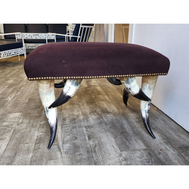 Mid 20th Century Hollywood Regency Steer Horn Bench/Ottoman - Manner of Anthony Redmile For Sale In New York - Image 6 of 15