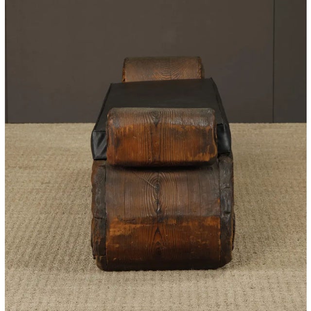 Black Vintage Mid-Century Tiki Polynesian Carved Wood Bench by Witco, 1960s For Sale - Image 8 of 17