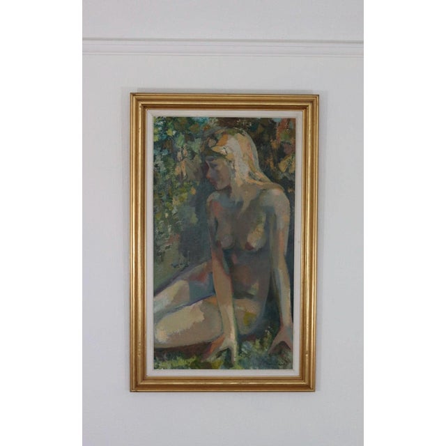 Original Danish Oil on Canvas – “Seated Woman” by Bernhard Petersen (1911–1988) – Signed & Framed – 94 × 59 cm (37.0" ×...