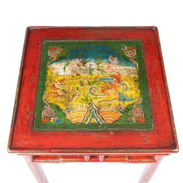 Tibetan Red Lacquered Side Table (1910) For Sale - Image 4 of 13