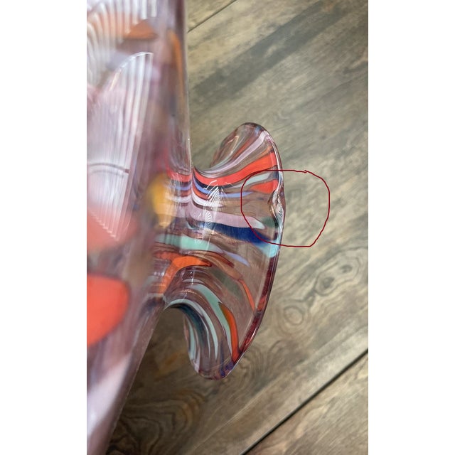 Burnt Orange Vintage Maestri Vetrai Made in Italy Mouth Blown Art Glass Vase For Sale - Image 8 of 8