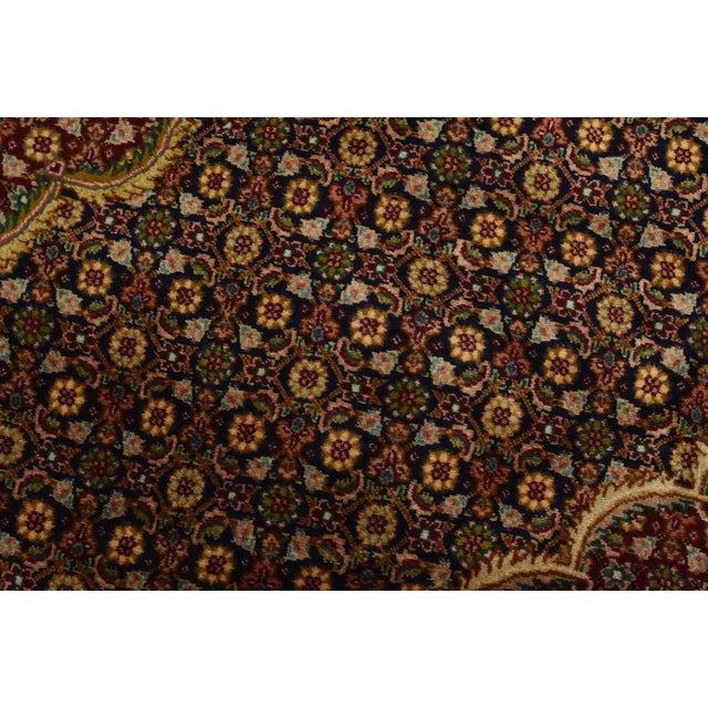 1990s Fine Tabriz Rug 9’9” X 12’7” Blue Wool Traditional Hand-Knotted Carpet For Sale - Image 5 of 15