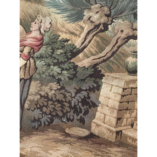 Antique French Aubusson Jacquard Tapestry Village, 1970s For Sale - Image 14 of 18