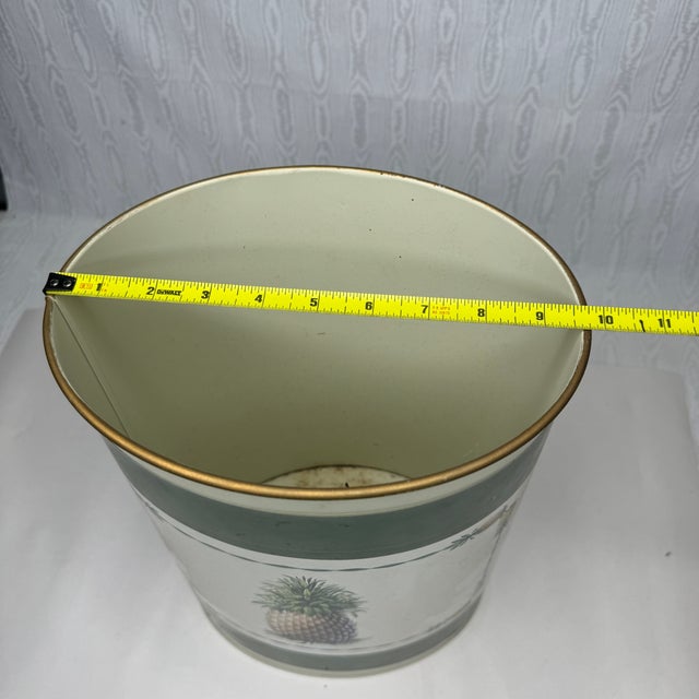 White Vintage Metal Pineapple Wastebasket For Sale - Image 8 of 10