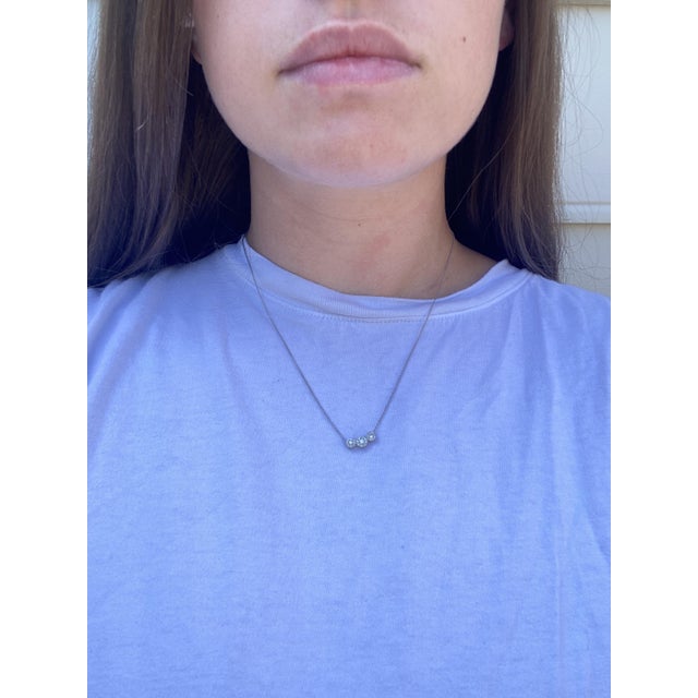 0.33ctw Diamond Halo Pendant Necklace, 14k White Gold, Length 18.5 Inches For Sale - Image 4 of 4