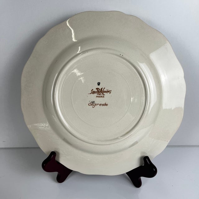 1950s 20th Century Flat Semi-Deep Agreste Plates from Sarreguemines, 1930s, Set of 6 For Sale - Image 5 of 11