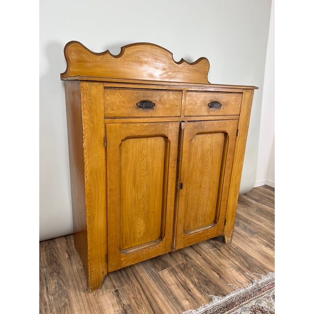 Wood Antique Victorian Grain Painted Country Jelly Cupboard C. 1870 For Sale - Image 7 of 9