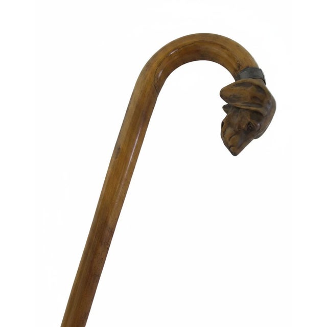 Wood Victorian Dog With Collar Inset Eyes Carved Wood Folk Art Walking Stick Cane For Sale - Image 7 of 10