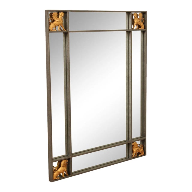 Late 20th Century Neoclassical Revival Style Steel Frame Wall Mirror For Sale