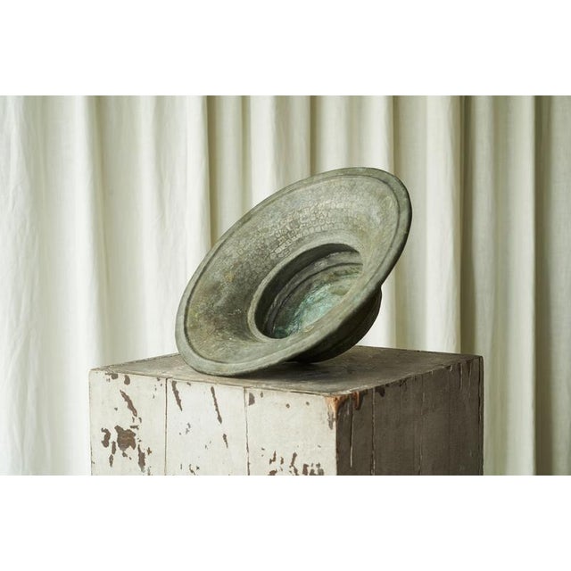 Antique Wabi Sabi Centerpiece in Verdigris Patinated Copper, 1890s For Sale - Image 4 of 11