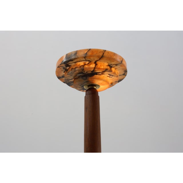 Art Deco Floor Lamp in Oak and Alabaster, 1920s For Sale - Image 9 of 16