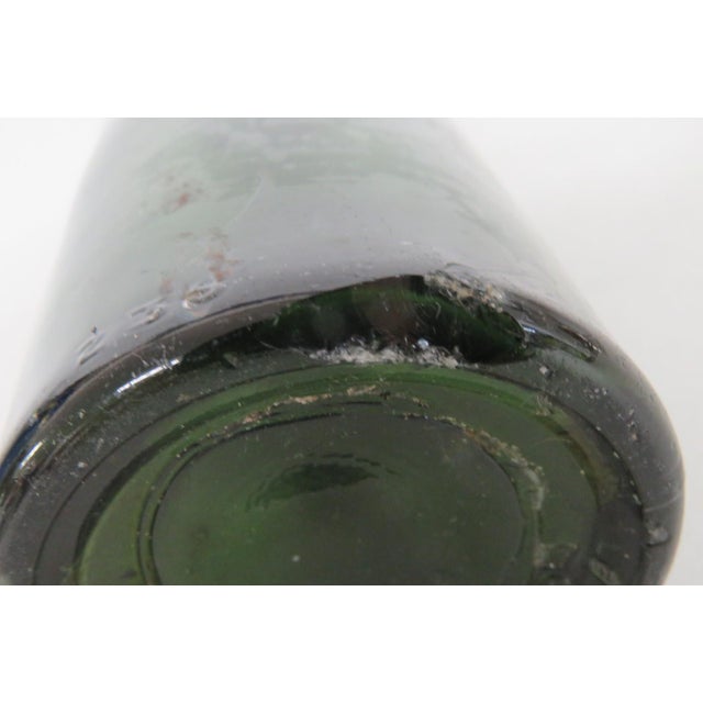 Pickmere and Co Nantwich Blown Glass Bottle Empty Green Embossed Vessel 5122b For Sale - Image 12 of 12