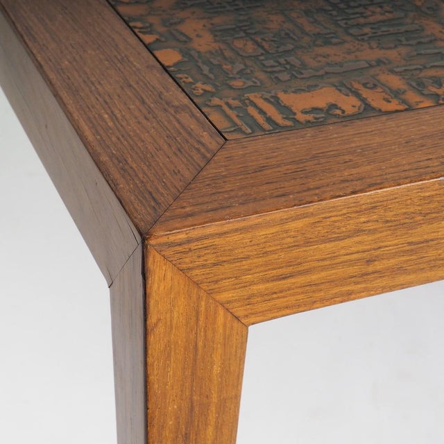 Mid-Century Modern Teak and Copper Coffee Table by Severin Hansen for Haslev Møbelsnedkeri, 1960s For Sale - Image 9 of 14